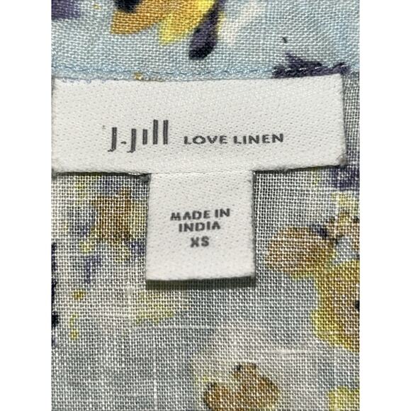 J. Jill Love Linen Floral Blouse Women’s XS Button Pintuck Pleated Cottage - Picture 7 of 10